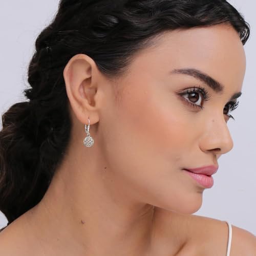 LeCalla 925 Sterling Silver Leverback Drop Earrings | Lightweight Celtic-Knot Filigree Heart Teardrop Dangle Earring for Women's Gift for Her - color: Filigree Ball Drop