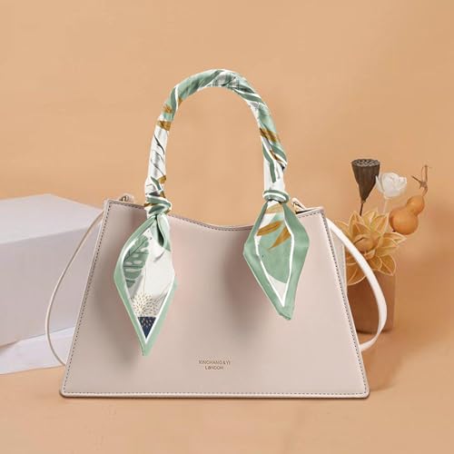 Hair Head Scarf Silk Feeling Long Satin Neck Satin Scarves for Handbag Cute Aesthetic Decoration Women Girls 59 * 6.7” - color: Y20-leaf
