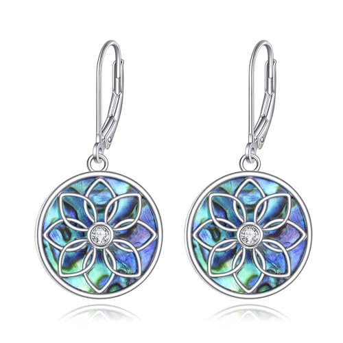 TIGER RIDER Abalone Shell 925 Sterling Silver Dangle Earrings Lightweight Filigree Dangle Drop Earrings for Women - style: Celtic Filigree