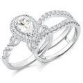 Newshe Jewellery Wedding Rings for Women Bridal Sets Sterling Silver Engagement Ring Enhancer Pear Cubic Zirconia Anniversary Promise Band Size - color: Cubic Zirconia-Silver