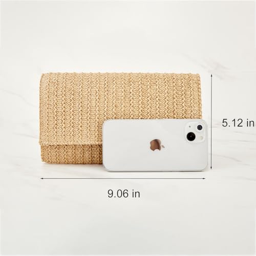 Huralona Women Straw Woven Clutch Purse Pleated Handbag for Summer Beach Vacation Straw Shoulder Crossbody Bag - color: Black3