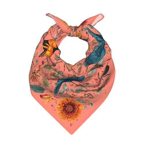 Head Scarf Hair Neck Scarves for Women Fashion Silk Satin Purse Bag Scarfs Handbags Bandana Neckerchief - color: Bird Peach Red Floral