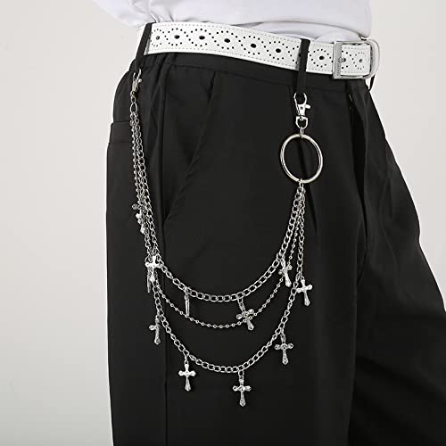 Pants Chain Wallet Chain Punk Chain Hip Hop Butterfly Lock Charm Jeans Chains Rock Chains for Women Men Hipster Women Fashion Trendy Waist Pants Chain Jewelry Clothing Accessories - color: E-cross