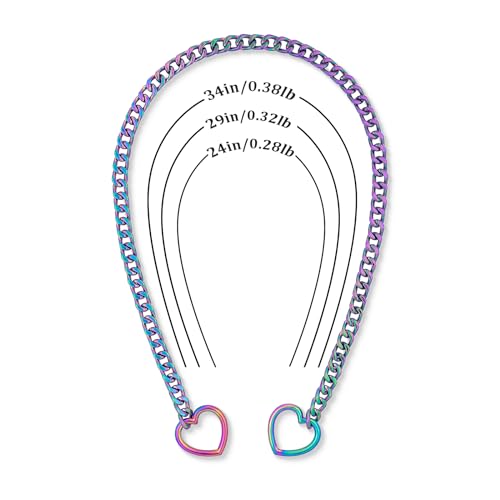 Heart O-ring Slip Chain Necklace For Women, Handmade Punk Gothic Cuban Necklace Jewelry Adjustable Lariat Y-Necklace - color: Rainbow, size: 34"