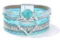 Long tiantian Leather Bracelets for Women Warp Bracelet Stackable Boho Layered Bracelet Chunky Heart Trendy Birthday Gifts for Her - color: B18:bracelet for woman