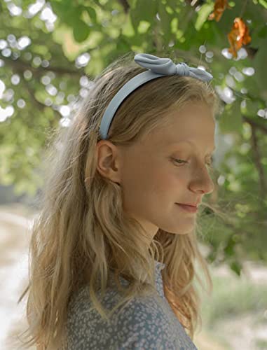Jaciya Knotted Thin Headbands with Bow for Women, Girls - Non Slip Fashion Cute Top Knot Hair Accessories Bunny Ears - color: Solid Color