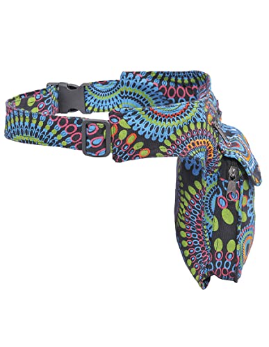 The Collection Royal Handmade Festival Waistpack Boho Hippie Waist Bag Hip Bum Running Belt Fanny Pack Travel Utility Belt (Blk+Grn) - color: Blk+Grn