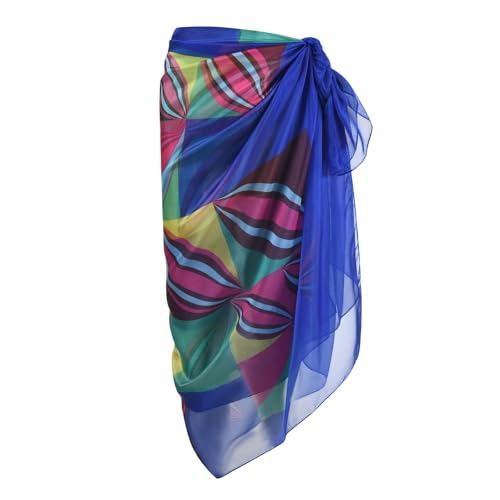Womens Sexy Bohemian Floral Beach Cover Up Sarong Wrap Swimsuit Beachwear - color: Royal Blue