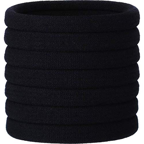 20 Pieces Large Stretch Hair Ties Hair Bands Ponytail Holders Headband for Thick Heavy and Curly Hair (Black, 5 cm in Diameter, 1 cm in Width) - color: Black