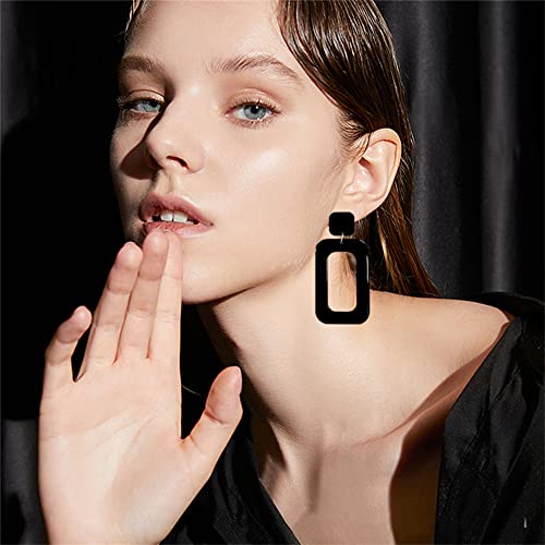 ANXIN STORE Boho Minimalist Multicolor Acrylic Geometric Square Hollow Pendant Neon Nightclub Earrings Vintage 80s 90s Party Accessories Womens - color: black hollow earrings