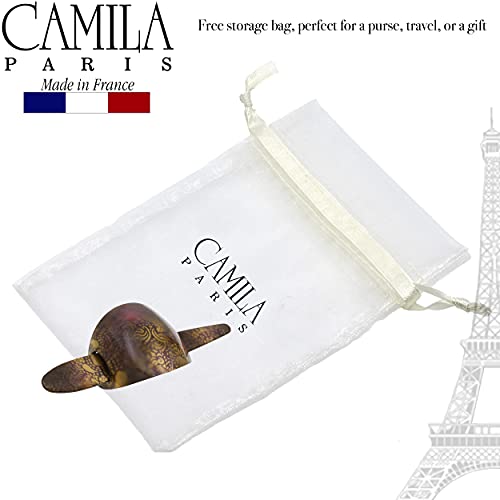 Camila Paris CP3242 French Hair Bun Holder Cover Cap Hair Updo, Brown, Hair Pin Thru, Strong Hold Grip Hair Clips for Women, No Slip and Durable Styling Girls Hair Accessories, Made in France - color: Brown