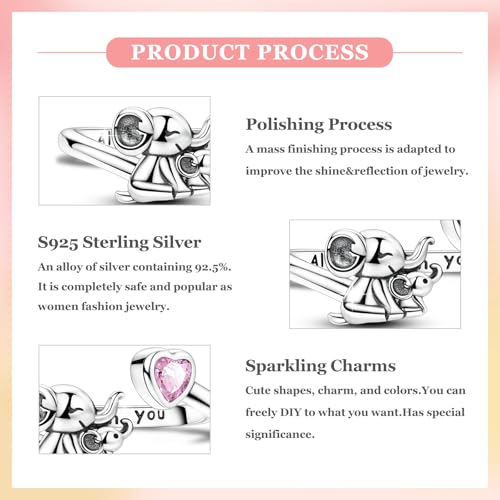 PARCOM Adjustable Women Stackable Ring, 925 Sterling Silver Open Rings - Trendy Eternity Cubic Zirconia Stackable Band Engagement Promise Ring for Her, Hypoallergenic Non Tarnish Nature Bird Floral Thumb Rings - color: Enchanted Elephant Heart