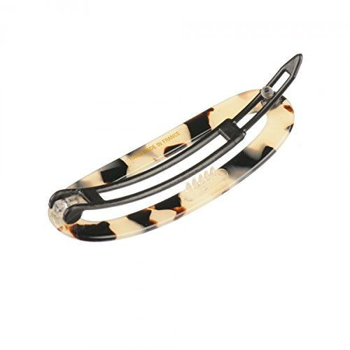 French Amie White Tokyo Oval Small Celluloid Handmade Metal Free Hair Clip Barrette for Girls