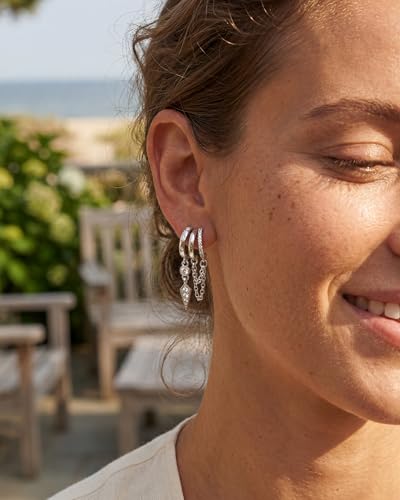 MUMREUES Gold Earrings for Women Trendy 14K Gold Plated Dangle Earrings Small Hoop Huggie Drop Stud Earrings Cubic Zirconia Simple Minimalist Dainty Chain Tassel Hypoallergenic Earrings - color: Chain & Silver