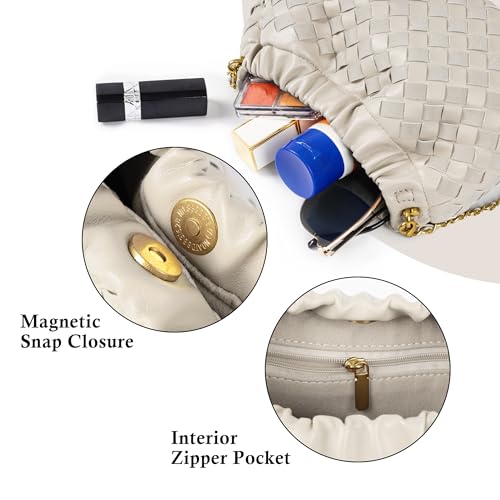 Joryin Woven Women's Crossbody Bag & Evening Purse, Trendy Dumpling Clutch & Hobo Cloud Shoulder Bag Trendy Dumpling Clutch - color: Woven Leather-light Beige