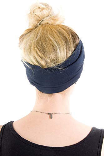 Twist Headband Extra Wide Scrunch Turban (Navy Blue) - color: Navy Blue
