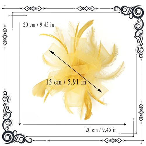 dressfan Womens Fascinator Hat Headpiece 20s Vintage Wedding Hair Accessories for Derby/Wedding/Cocktail/Tea Party - color: Yellow