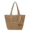 YAMEIZE Straw Woven Beach Shoulder Bags for Women Big Foldable Straw Tote bag Lightweight Raffia Bag with Zipper Summer - color: Khaki