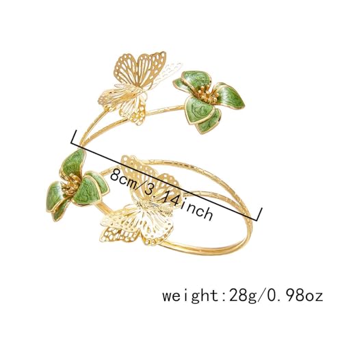 Fuqimanman2020 Colorful Butterfly Flower Arm Cuff Bracelet Adjustable Summer Beach Armband for Women - color: D