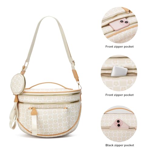 Crossbody Purse for Women Small Crossbody Bags Trendy Vegan Leather with Adjustable Shoulder Straps Gift for Mother Wife Mom - color: Beige Checkered