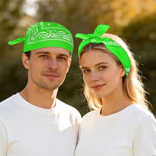 Morcheiong 8/16 Pcs Bandanas Paisley Bandana Head Scarf Headband Handkerchiefs for Men Women Boy Girls - color: Green