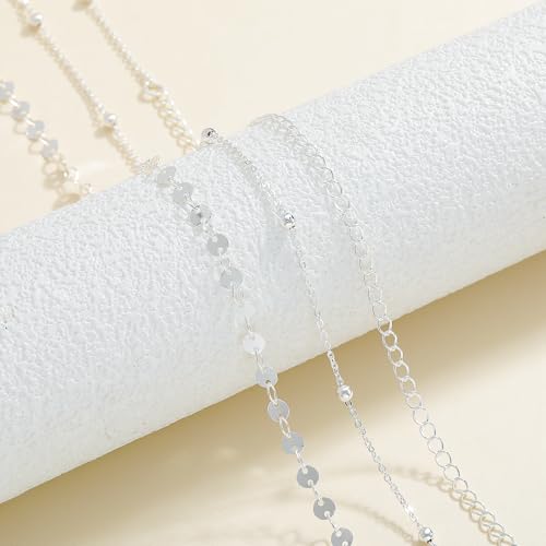 Waist Chain Belt for Women - 14K Gold Plated/Silver Layered Belly Chains for Women Sexy Bikini Beads Gold Jewelry Accessories Body Chain Gifts - color: Waist Chain-Round-Silver