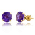 10k Gold 8mm Round Birthstone Stud Earrings for Women by MAX + STONE - color: Amethyst
