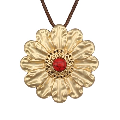 JAOYU Boho Necklace for Women Large Pendant Necklace Boho Long Choker Leather Gold Necklace Vintage Earthy Jewelry Trendy - style: Bohemian Long Pendant Necklace