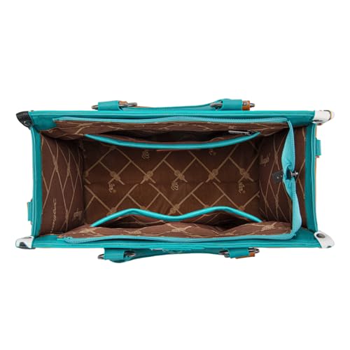 Montana West Wrangler Animal Print Tote Bag for Women Western Purse Boho Top Handle Satchel Handbag - color: Cow Turquoise