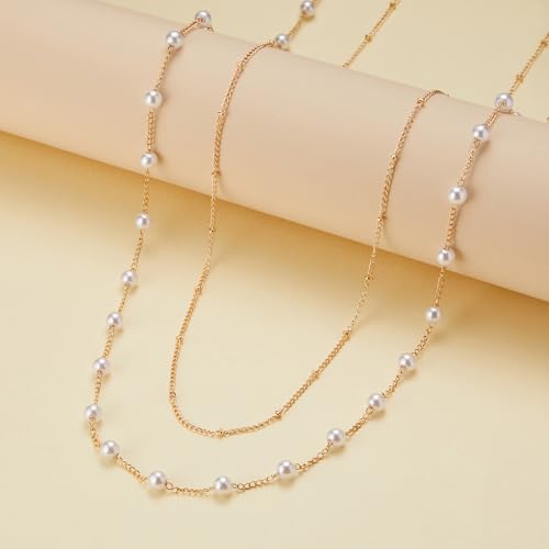 Belly Waist Chain Beads Pearl Coins Layered Belly Chains Boho Gold Plated Sexy Bikini Body Chain Adjustable Jewelry for Women - style: H-6mm pearl