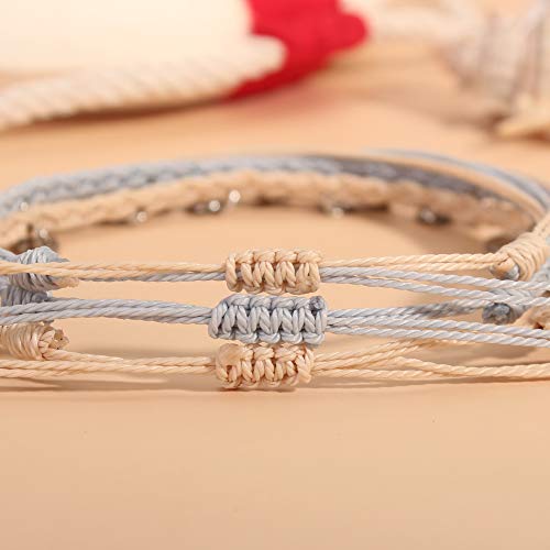FANCY SHINY String Ankle Bracelets Waterproof Rope Anklets Braided Beach Boho Coin Anklets Cute Friendship Foot Jewelry for Women - style: Ivory/Gray