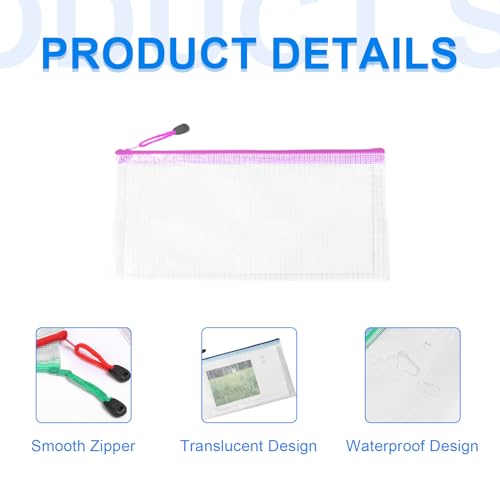 100 Pcs A6 Mesh Zipper Pouch Multipurpose Waterproof Pencil Bags 9.4" x 4.5" Small Mesh Zipper Pouches for School Office Supplies Organization, Multicolor Puzzle Bags 10 color