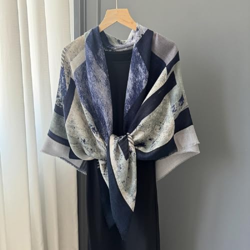 K-Elewon Large Square Scarf 51" Cotton and Linen Hand feel Scarf Fashion Scarves Hair Wrapping Scarfs Neck Scarves for Women - color: H2301