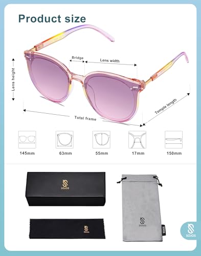 SOJOS Sunglasses Womens Trendy 2025 Classic Round Retro Vintage Shades Large Frame Sunnies SJ2067 - color: Purple