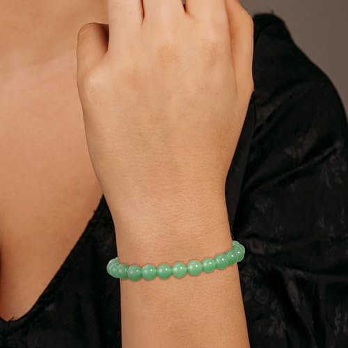 Gnamy Healing Crystal Bracelet for Women, Natural Stone Beaded Healing Crystal Bracelet Triple Protection Stress Relief Beads Jewelry Birthday Gifts Jewelry for Her - style: Green Aventurine