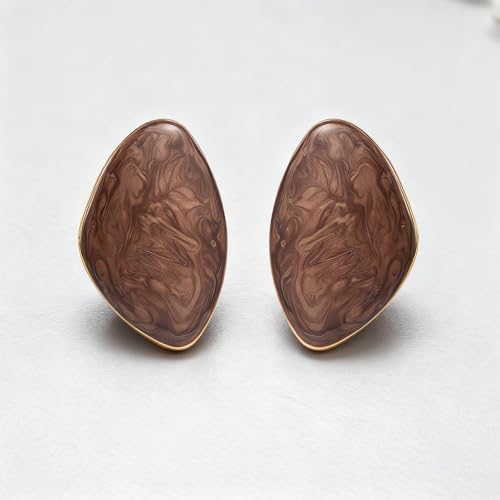 Statement Earrings for Women Big Earrings Large Statement Earrings Chunky Irregular Geometric Drop Dangle Earrings Oval Round Pebble Shape Earrings Chunky Jewelry - style: Brown