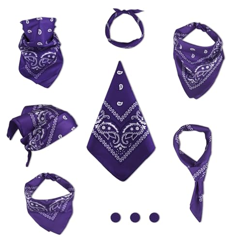 NACHLYNN 10/20pcs Paisley Bandanas Assorted Bandanas Cowboy Polyester Headbands Square Scarf Headwear - color: Purple