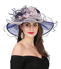SAFERIN Women's Organza Church Fascinator Bridal Tea Party Wedding Hat - color: 2867-navy and Pink