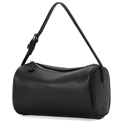 KouLi Buir PU Leather Crossbody Purse for Women Trendy Small Barrel Hobo Shoulder Handbag Lightweight Daily Purse - color: Balck