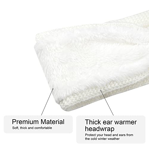 DRESHOW Crochet Ear Warmer Headband Soft Knit Chunky Turban Stretch Thick Headbands Warmer Fuzzy Head Wrap for Women - color: 1 Pc Double Twist: White