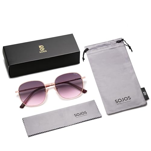 SOJOS Classic Trendy Square Sunglasses for Women Men Cute Big Frame Gold Shades SJ1137 - color: Rose Gold/Grey&rose