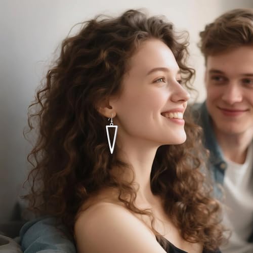 POPLYKE Sterling Silver/Rose Gold/Gold Plated Large Hoop Earrings Circle Dangle Drop Earrings for Women 40 50 60 70 80mm - color: Triangle, size: 50mm