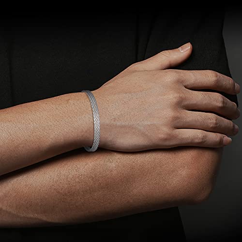 Geoffrey Beene Stainless Steel 6mm Italian Mesh Link Bracelet 8.5Inches - color: Silver