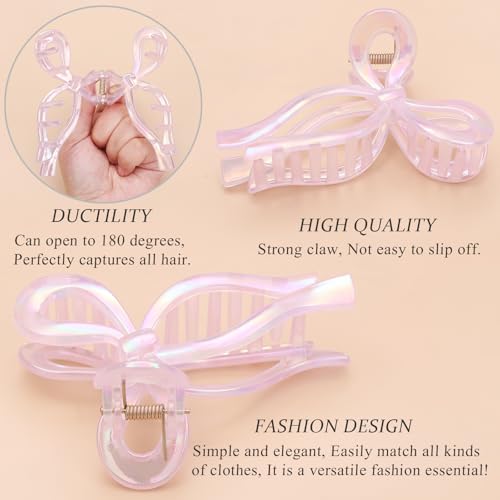 4 Pcs Bow Hair Clips Elegant Hair Claw Butterfly Hair Accessories for Girls Nonslip Butterfly Clips Hair Styling Accessories for Women - color: 4 Pcs-Iridescent Style(Gray,Pink,Blue,White)