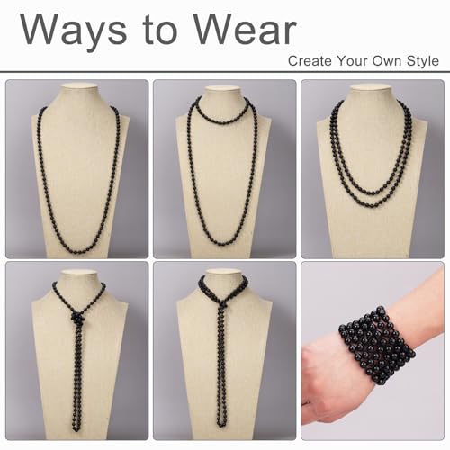 Beaded Necklace Hand Knotted for Woman - color: Black Agate