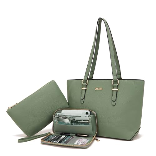 Purses And Wallets Set For Women Work Tote Satchel Handbags Shoulder Bag Top Handle Totes Purse With Matching Wallet - color: A59-3pcs/Set Green