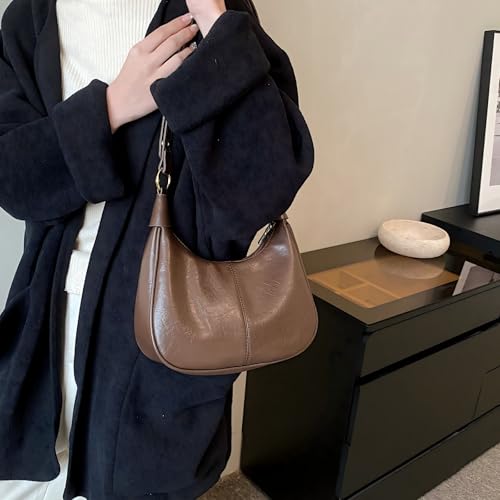 Small Hobo Bags Crescent Shaped Shoulder Bags for Women Mini Cherry Purse Fall Soft Crossbody Handbag 2025 - color: Wy26-28brown