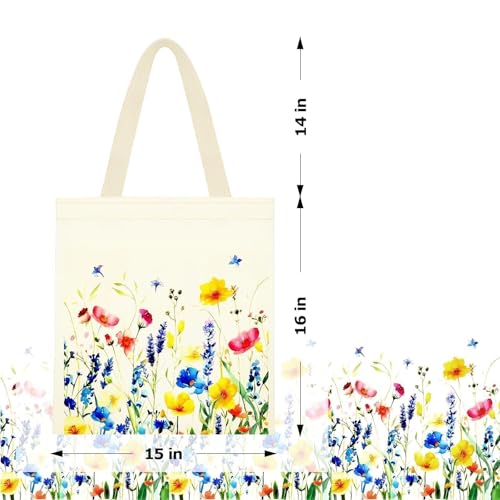 1 Pack Reusable Canvas Cute Shoulder Bag,Made of 10 oz Canvas Tote Bag for Women,for Grocery, Shopping, Beach and Daily Use(Flower) - color: A2-flower 1 Pack