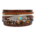 Long tiantian Boho Leather Wrap Bracelets Western Bracelets for Women Stackable Starfish Crystal Pearl Turquoise Leather Bracelet With Clasp Jewelry Gifts Boho Dresses - color: A1:dark brown Bracelet