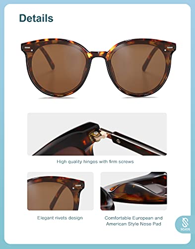 SOJOS Sunglasses Womens Trendy 2025 Classic Round Retro Vintage Shades Large Frame Sunnies SJ2067 - color: Dark Brown